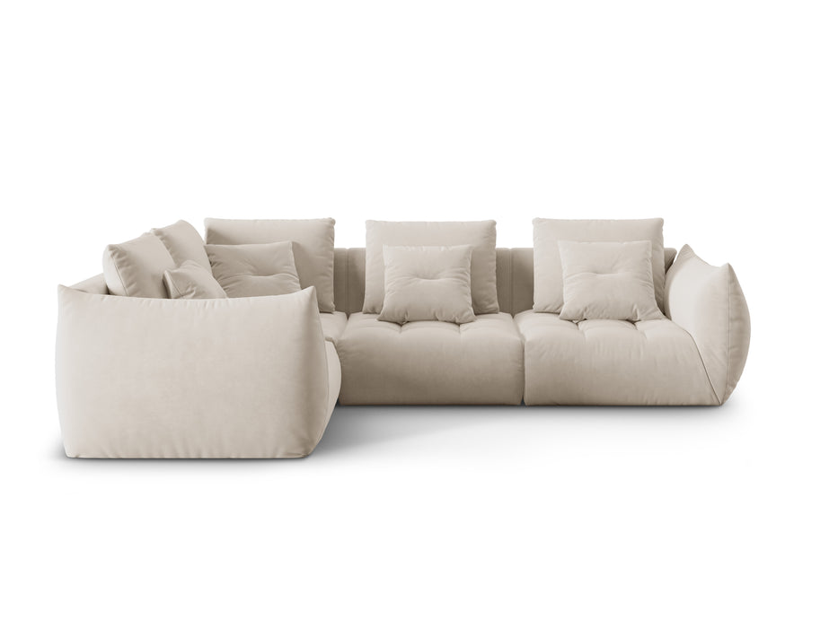 Kampinė velveto trivietė sofa Bloom