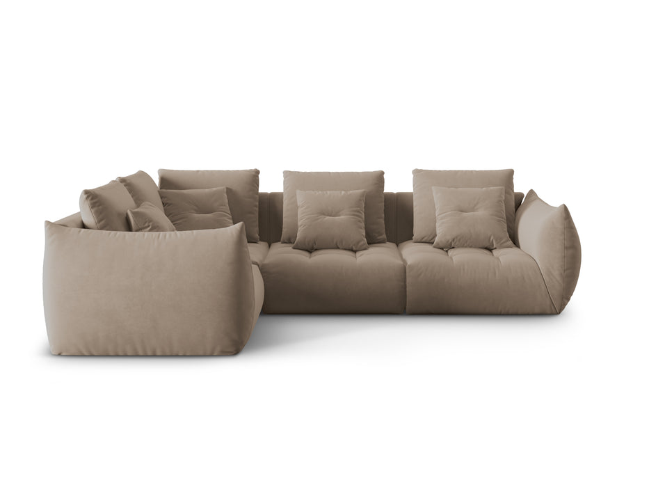 Kampinė velveto trivietė sofa Bloom