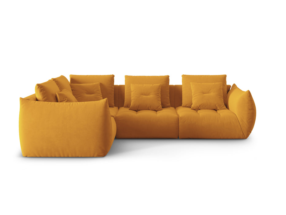 Kampinė velveto trivietė sofa Bloom