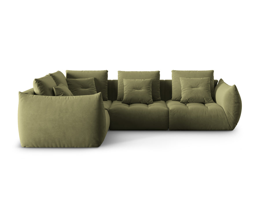 Kampinė velveto trivietė sofa Bloom