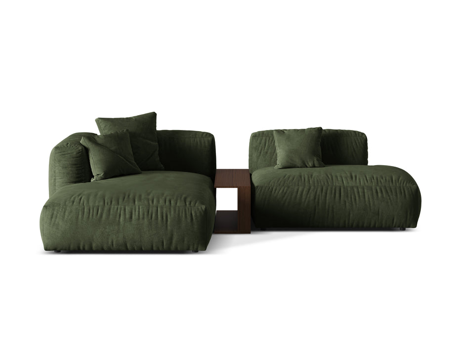 Corner two-seater velvet sofa Martina with coffee table