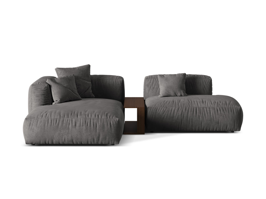 Corner two-seater velvet sofa Martina with coffee table