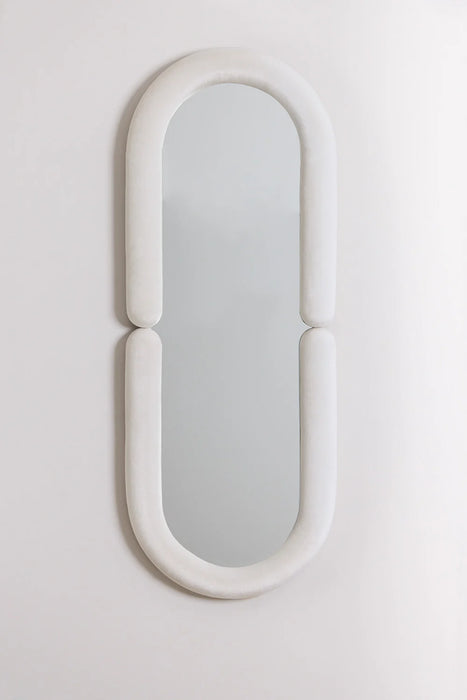Oval wall mirror with velor finish Santes