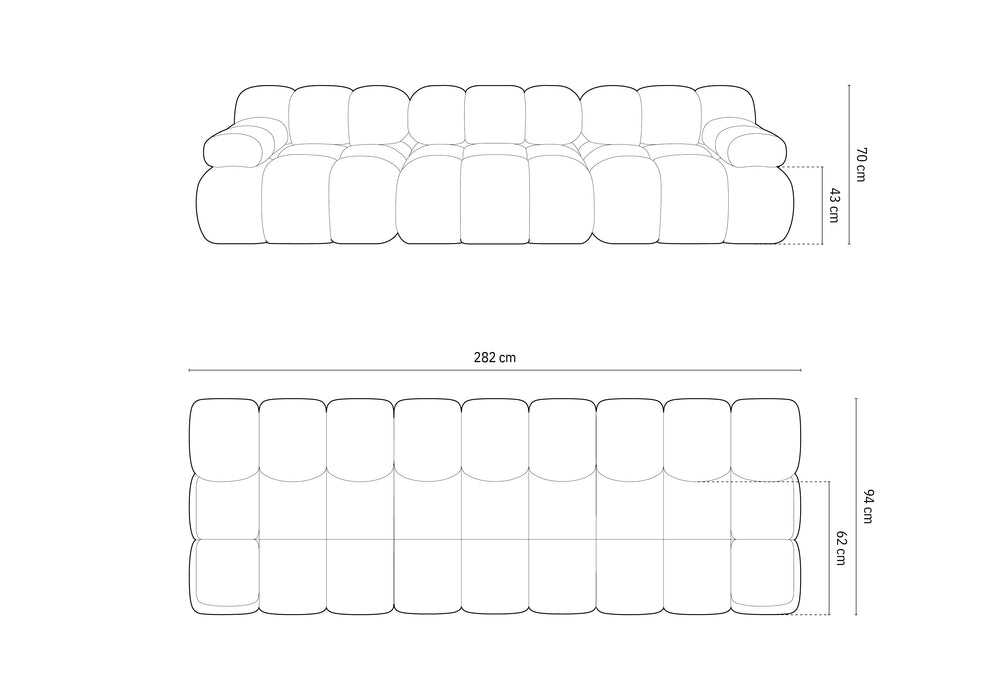 Velvet three-seater sofa Bellis