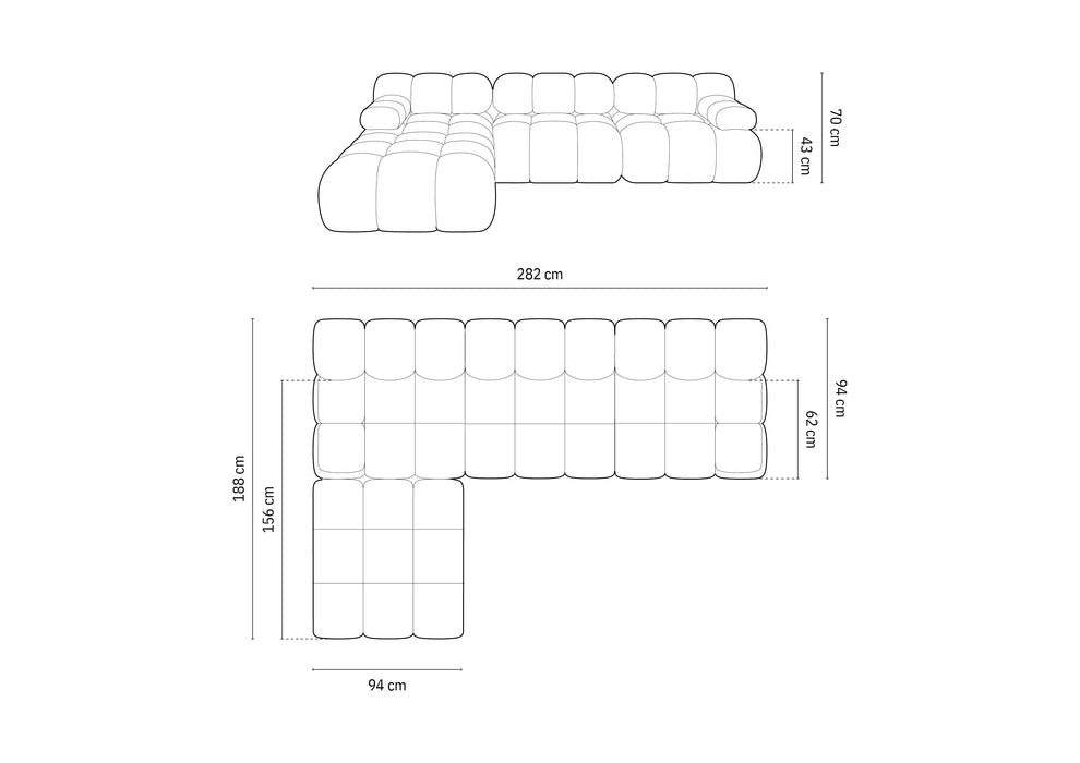 Velvet modular sofa Bellis
