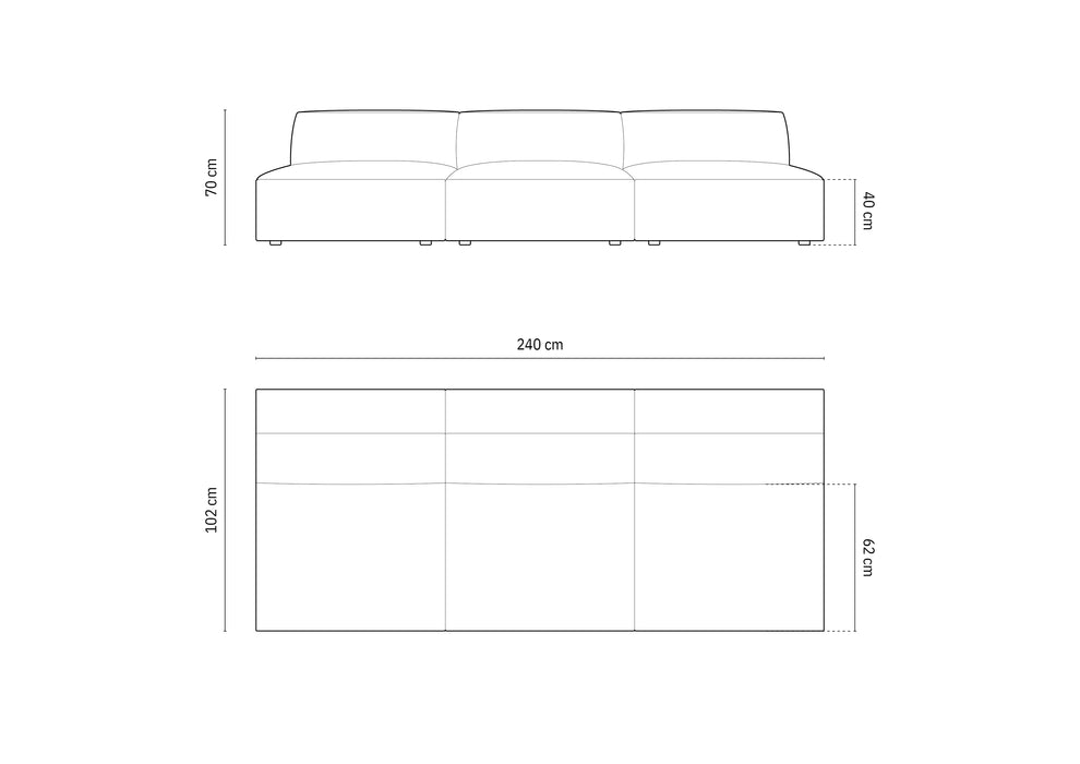 Velveto trivietė sofa Jodie