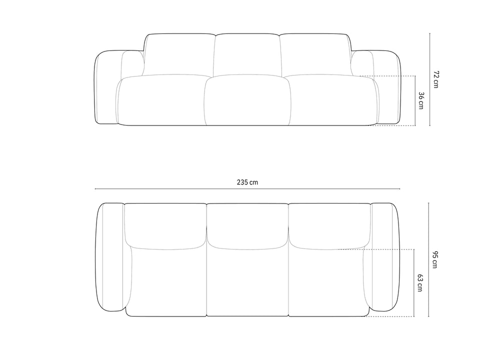 Three-seater chenille sofa Molino