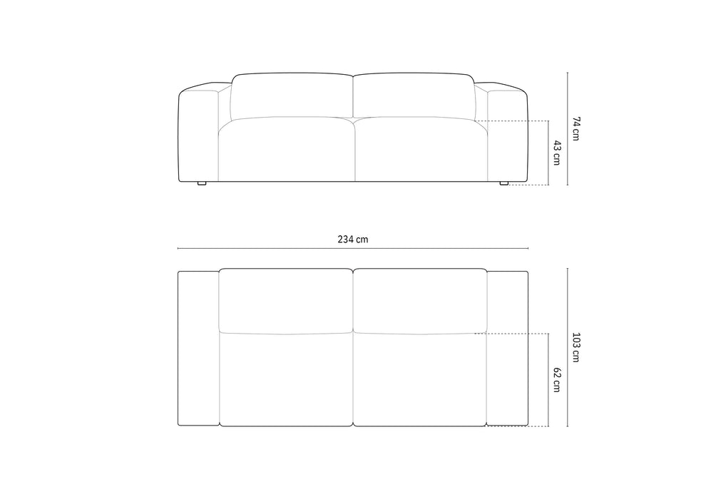 Trivietė šenilo sofa Cruz