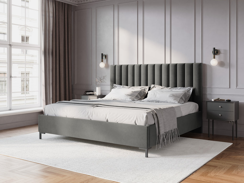 Velvet bed with bedding box Allison