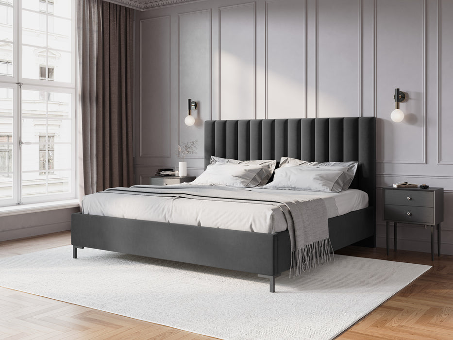 Velvet bed with bedding box Allison