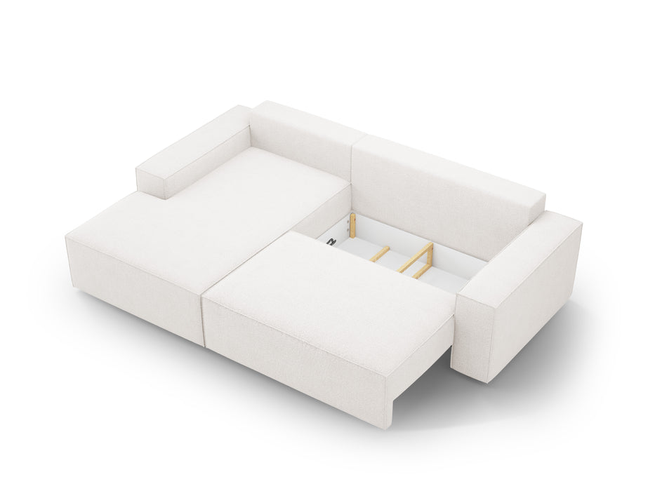 Kampinė bouclé sofa-lova su dėže Jodie