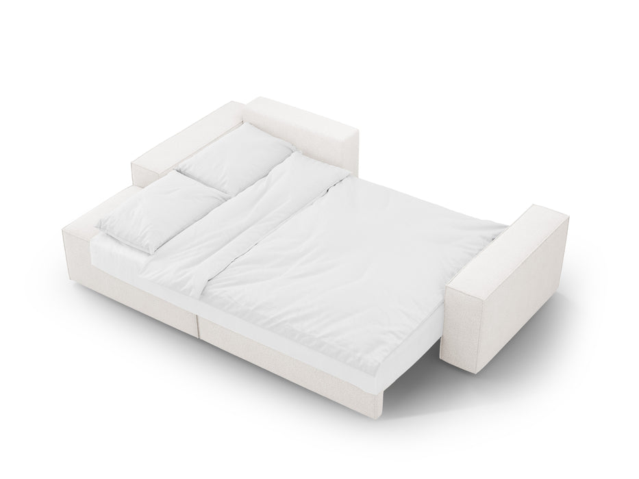 Kampinė bouclé sofa-lova su dėže Jodie