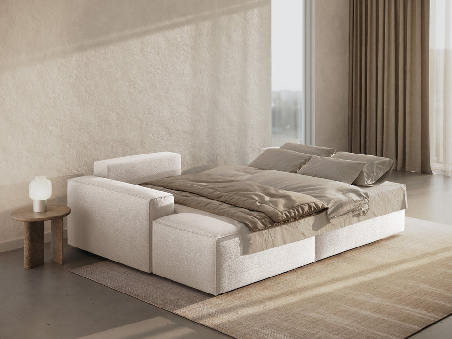Kampinė bouclé sofa-lova su dėže Jodie