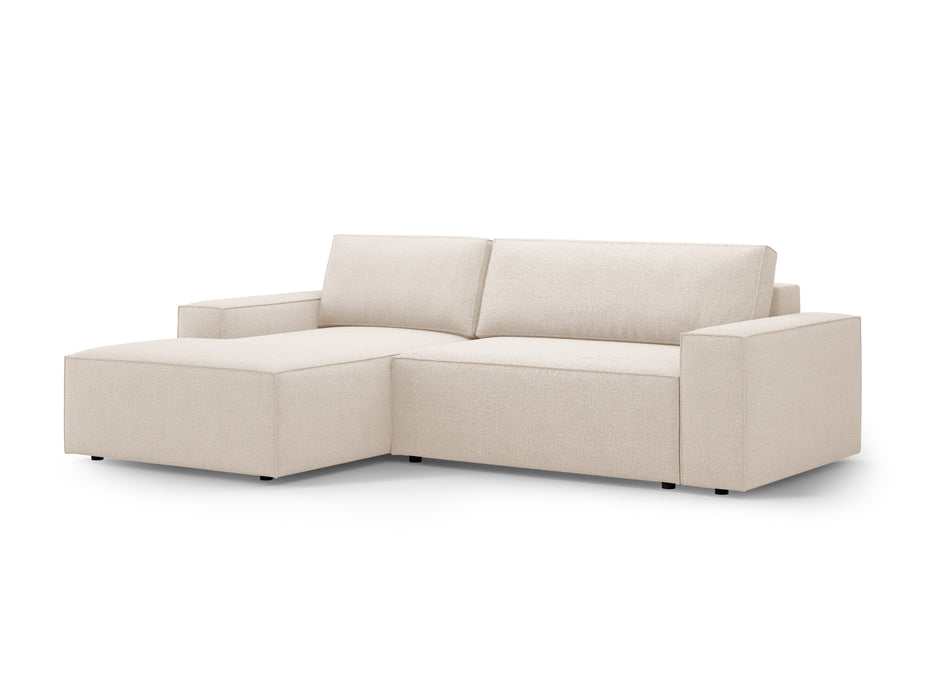 Kampinė bouclé sofa-lova su dėže Jodie