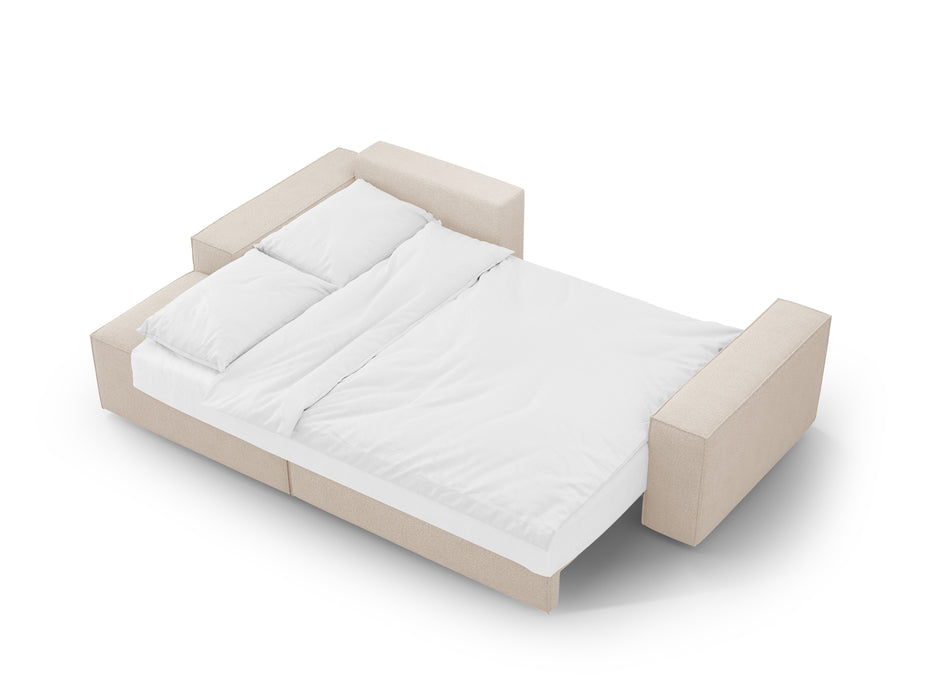 Kampinė bouclé sofa-lova su dėže Jodie