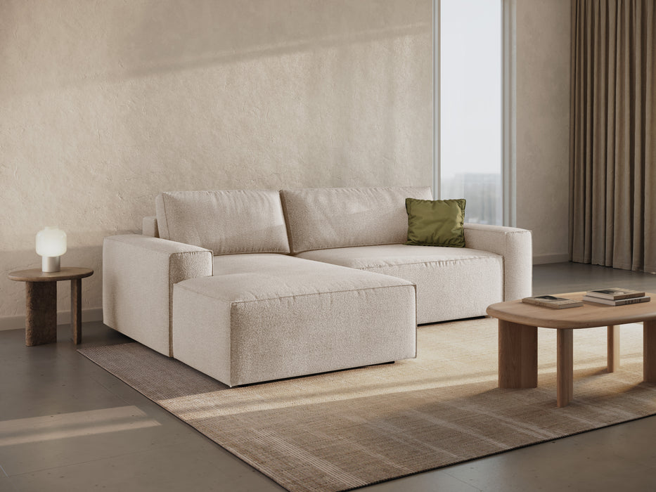 Kampinė bouclé sofa-lova su dėže Jodie