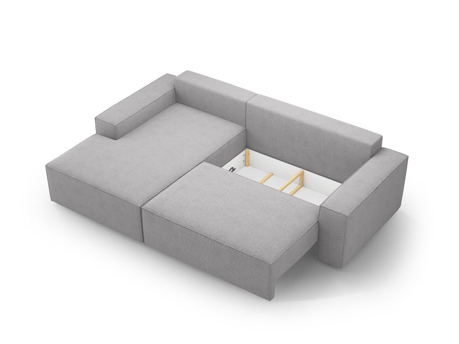 Kampinė bouclé sofa-lova su dėže Jodie