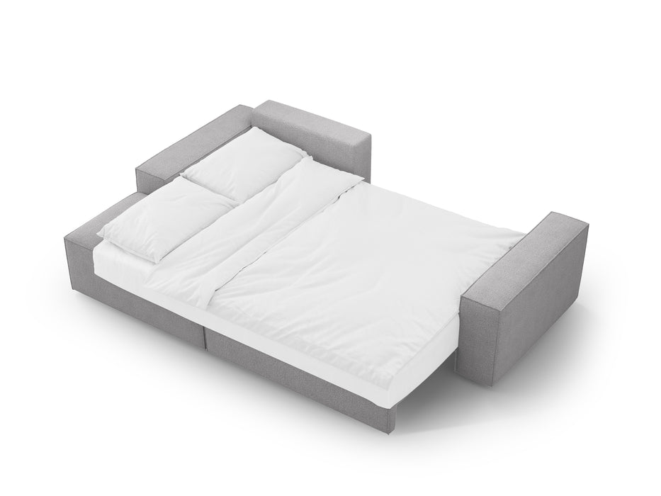 Kampinė bouclé sofa-lova su dėže Jodie