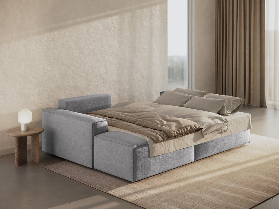 Kampinė bouclé sofa-lova su dėže Jodie