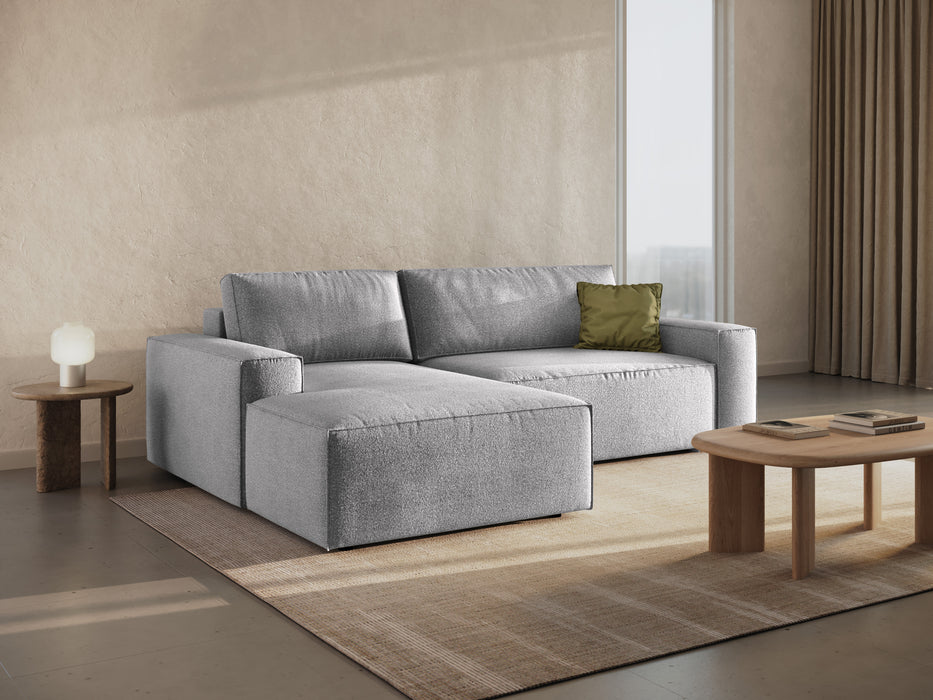 Kampinė bouclé sofa-lova su dėže Jodie