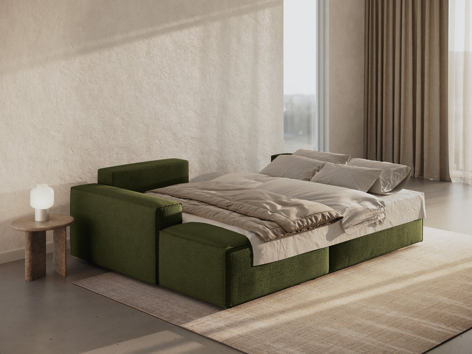 Kampinė bouclé sofa-lova su dėže Jodie