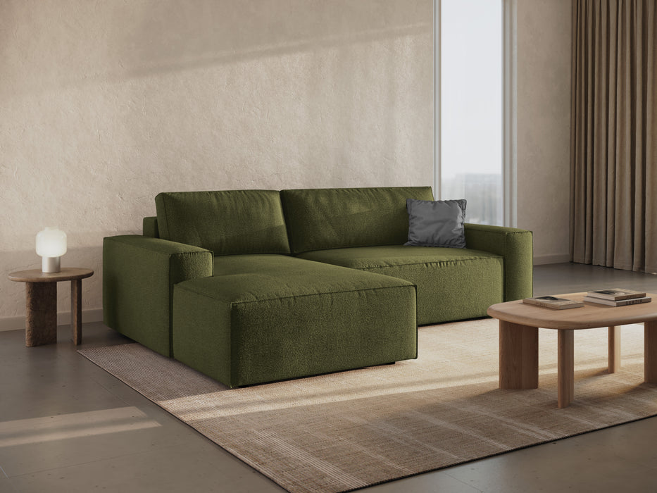 Kampinė bouclé sofa-lova su dėže Jodie