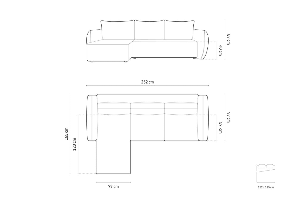 Keturvietė sofa-lova Kaelle su patalynės dėže