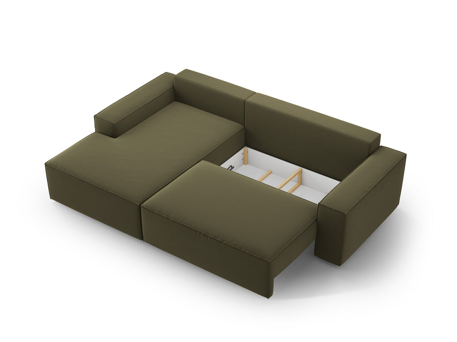 Velveto kampinė sofa-lova su dėže Jodie