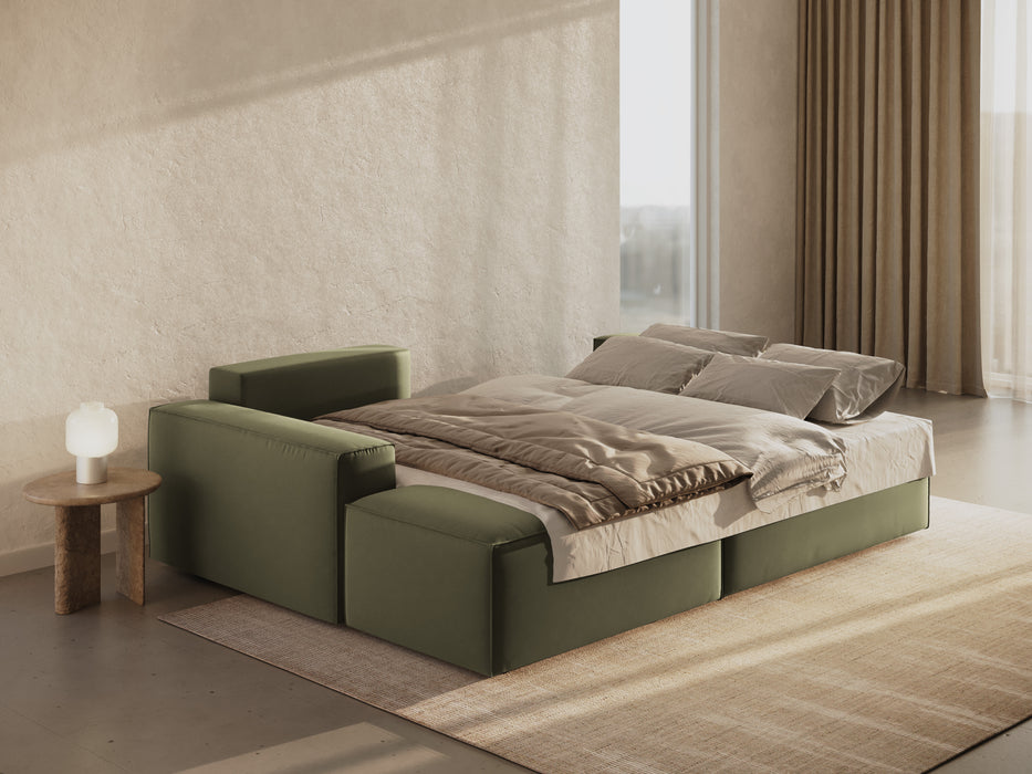 Velveto kampinė sofa-lova su dėže Jodie