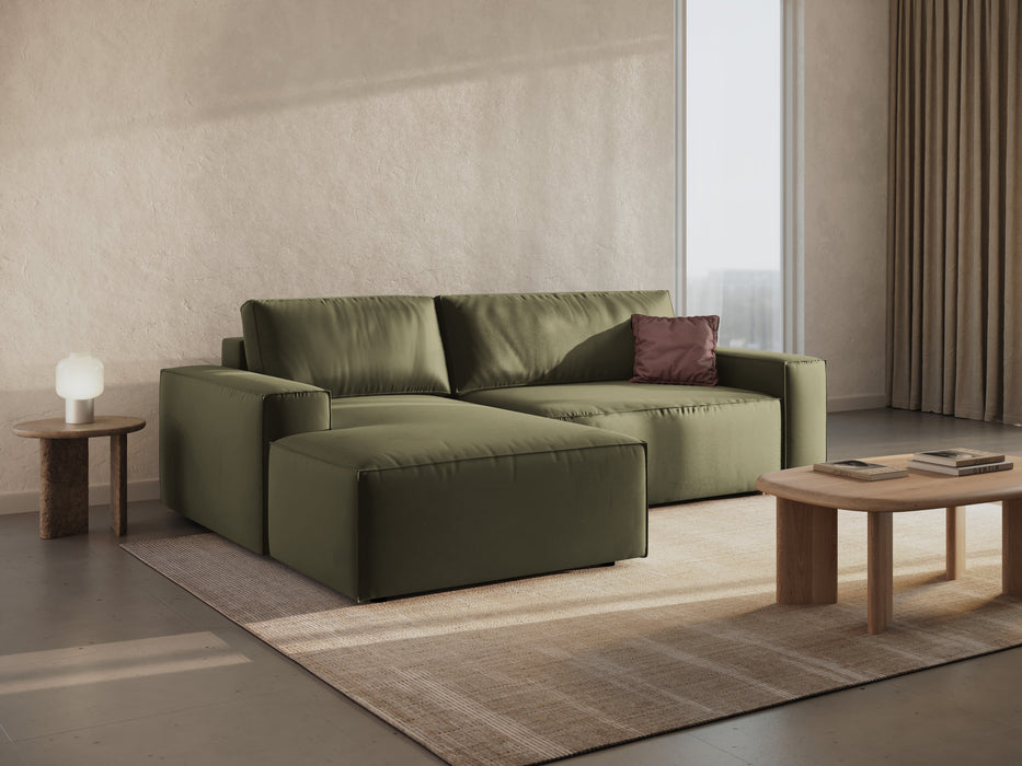 Velveto kampinė sofa-lova su dėže Jodie