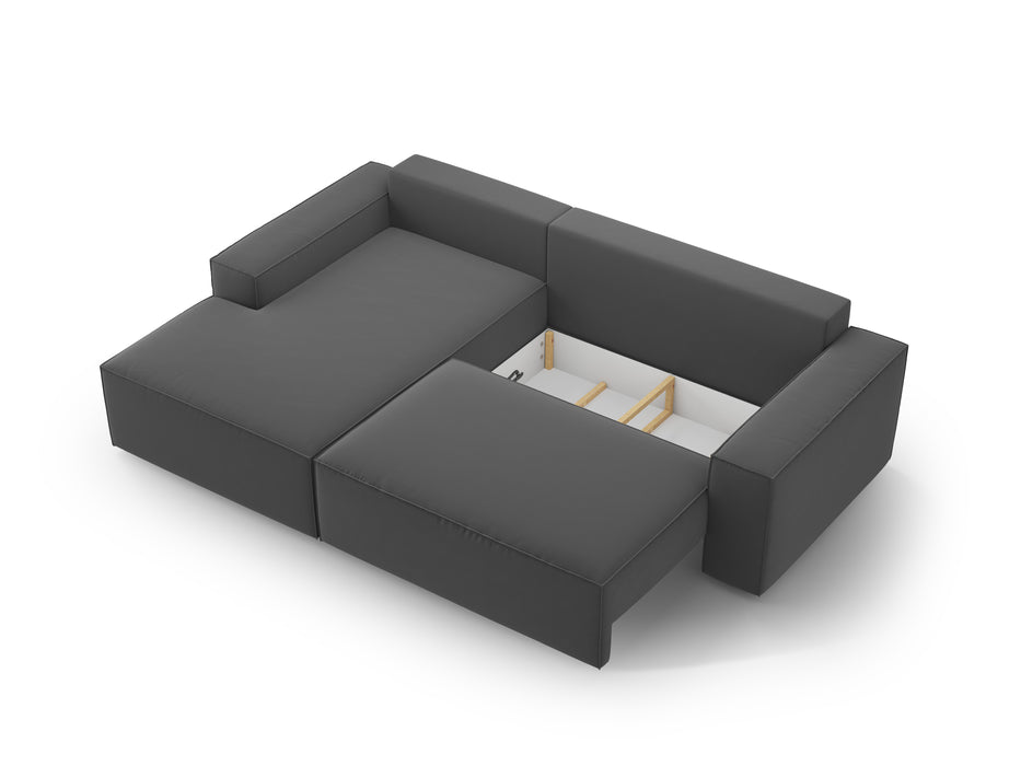 Velveto kampinė sofa-lova su dėže Jodie
