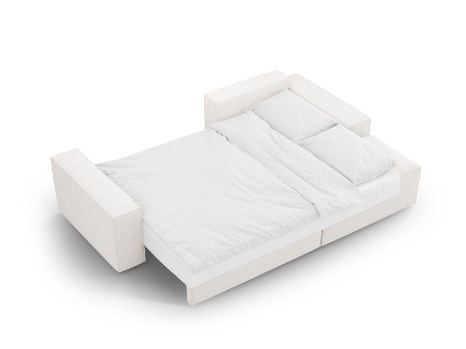 Kampinė bouclé sofa-lova su dėže Jodie