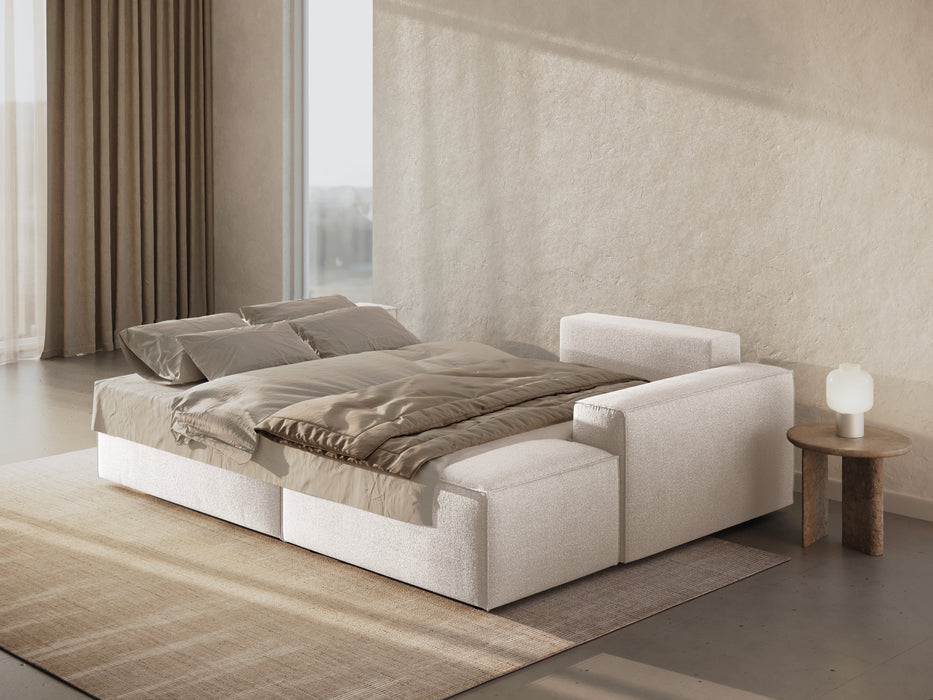 Kampinė bouclé sofa-lova su dėže Jodie
