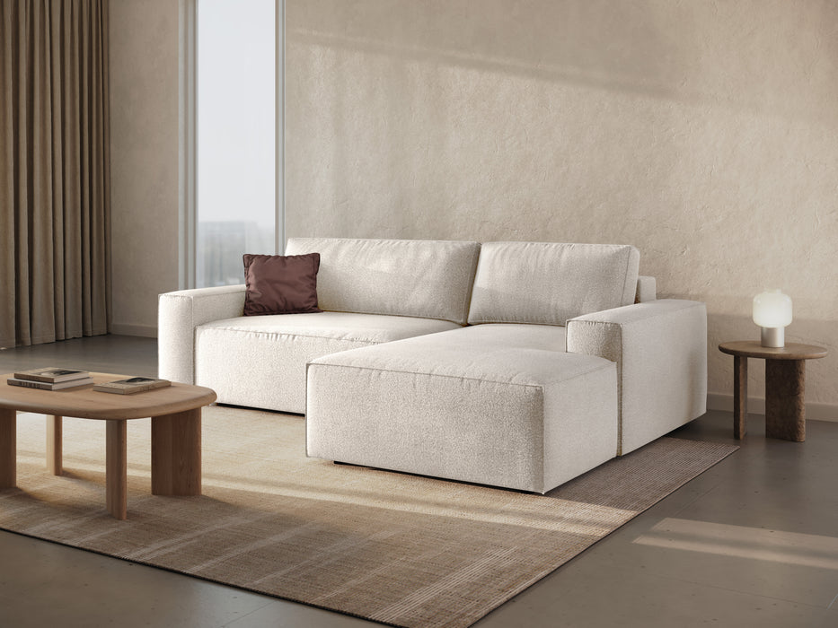 Kampinė bouclé sofa-lova su dėže Jodie