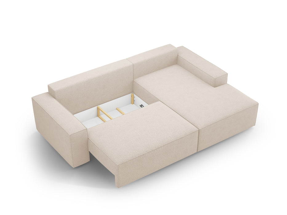 Kampinė bouclé sofa-lova su dėže Jodie