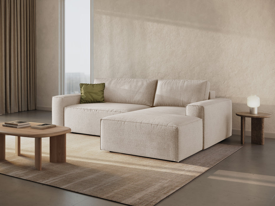 Kampinė bouclé sofa-lova su dėže Jodie