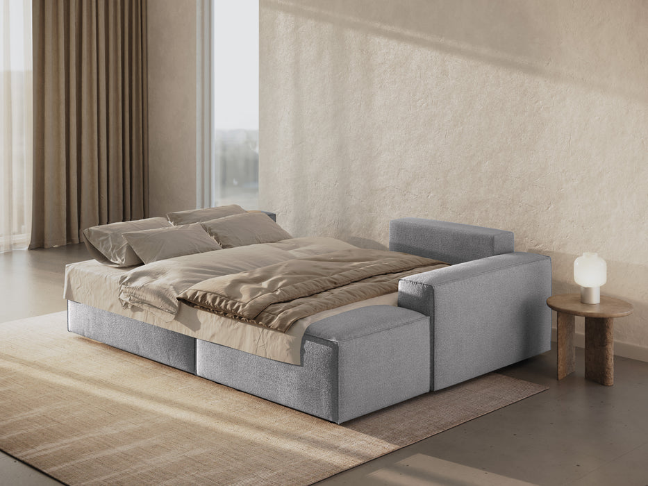 Kampinė bouclé sofa-lova su dėže Jodie