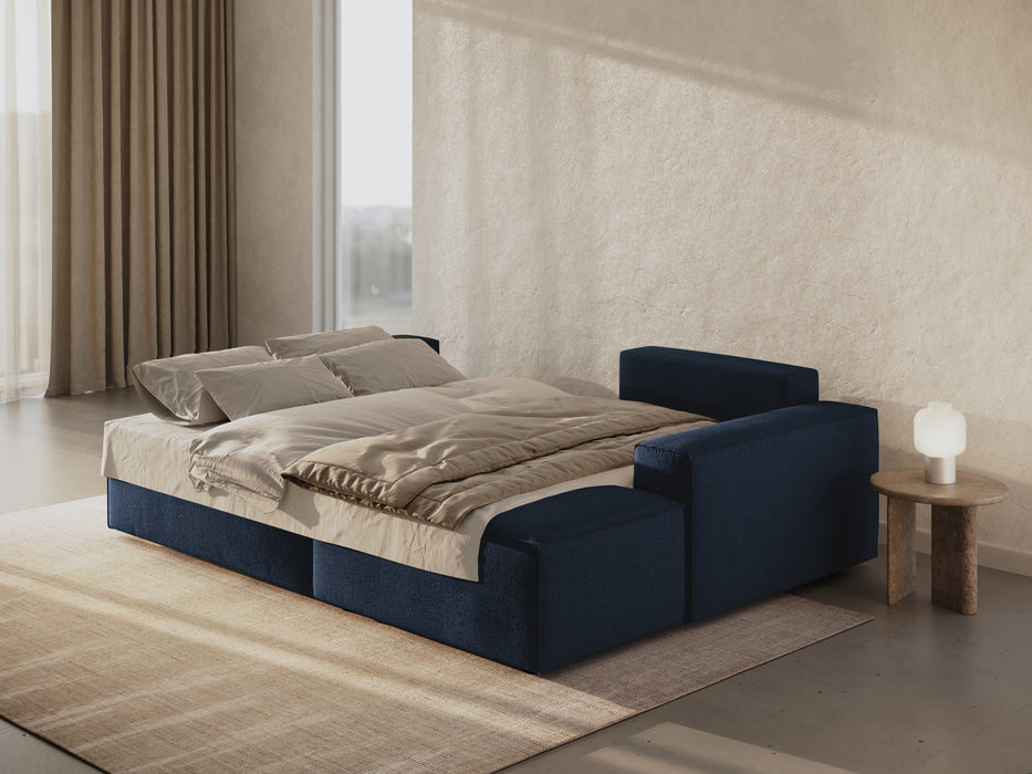 Kampinė bouclé sofa-lova su dėže Jodie