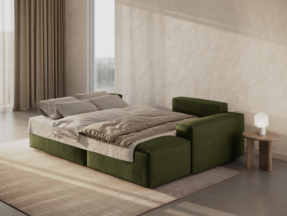 Kampinė bouclé sofa-lova su dėže Jodie