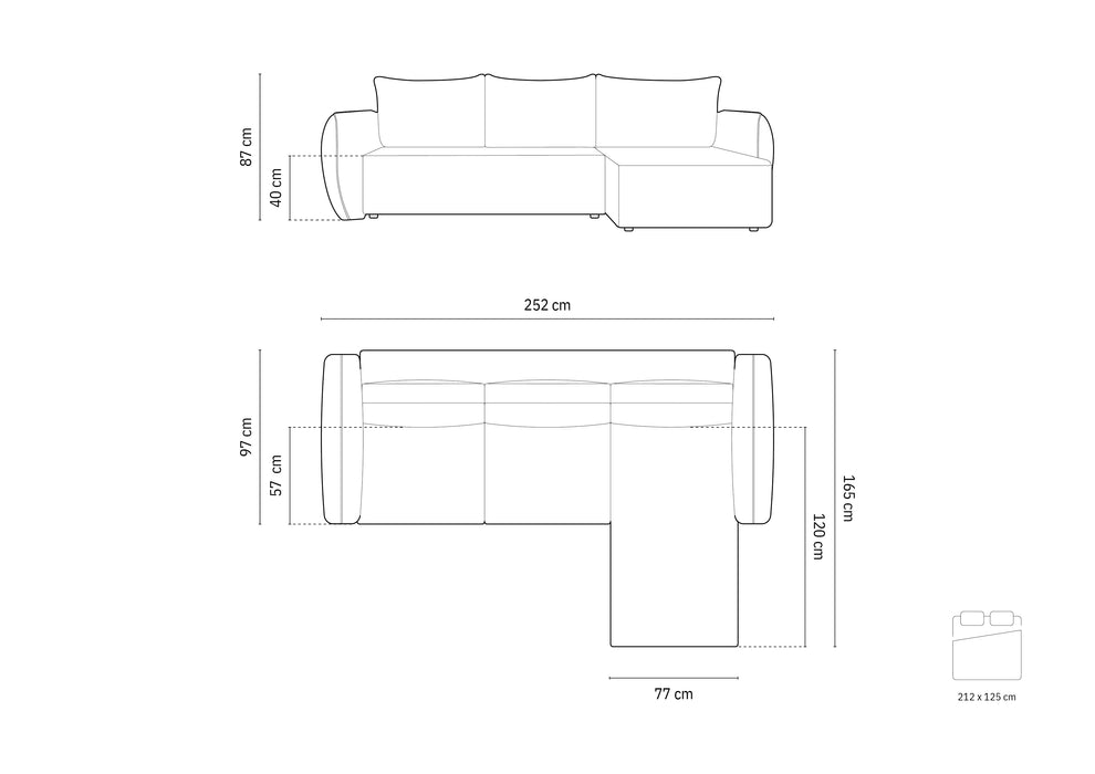 Keturvietė sofa-lova Kaelle su patalynės dėže