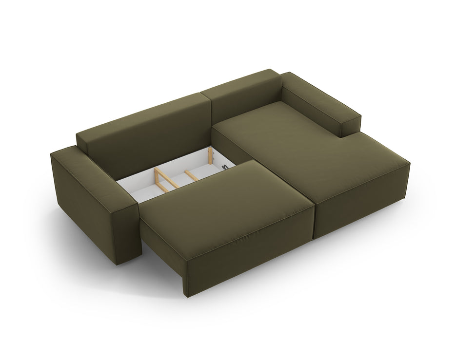 Velveto kampinė sofa-lova su dėže Jodie