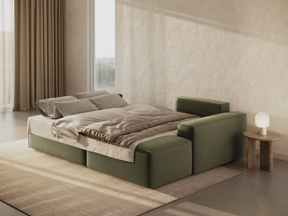 Velveto kampinė sofa-lova su dėže Jodie