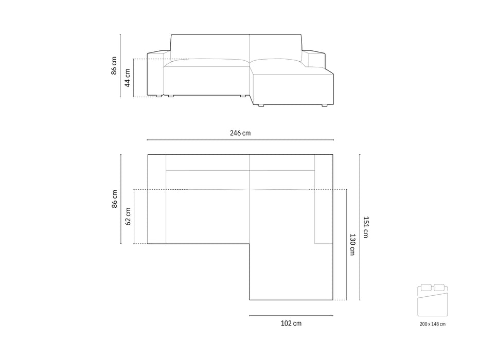 Kampinė sofa-lova su dėže Jodie