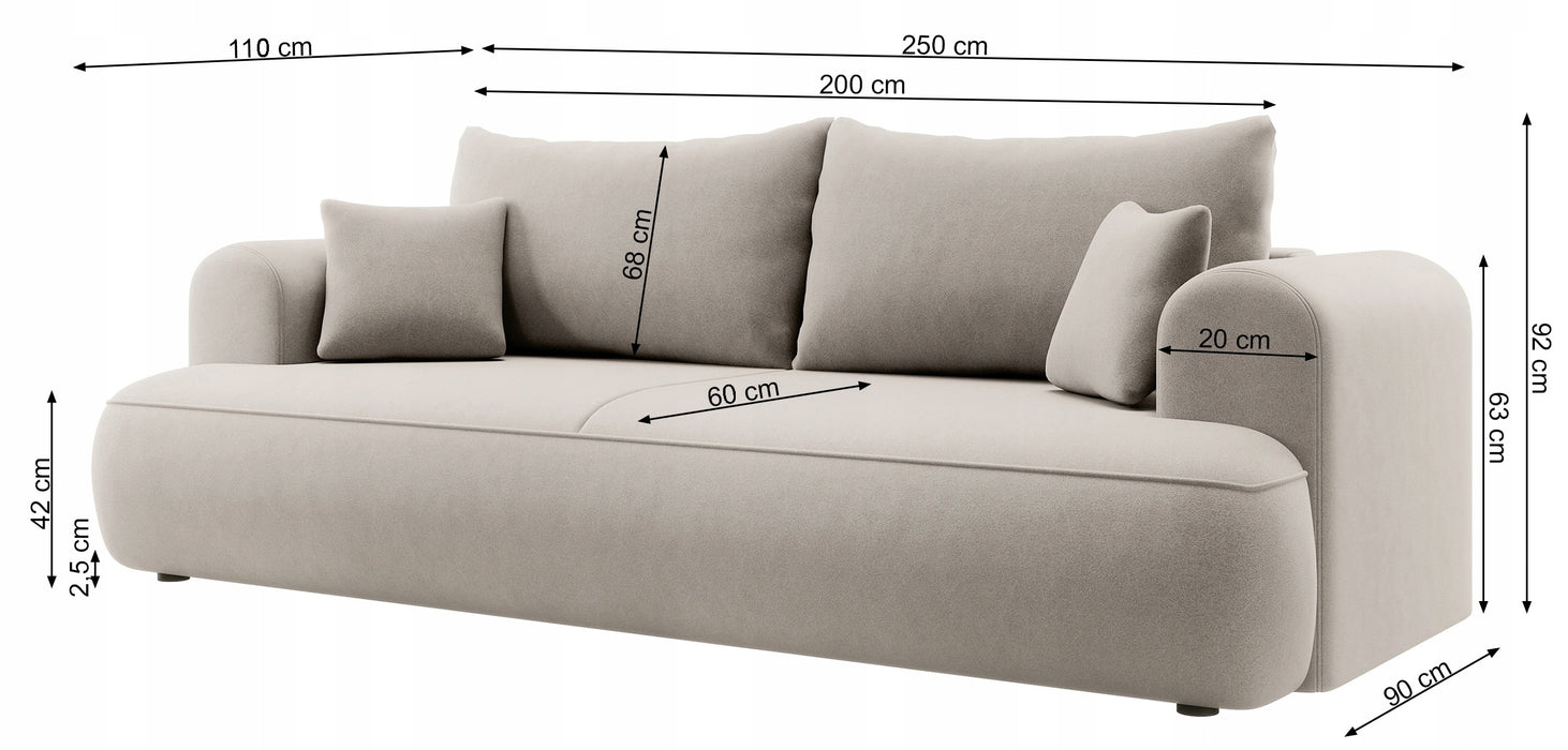 Trivietė aksominė sofa Ovu