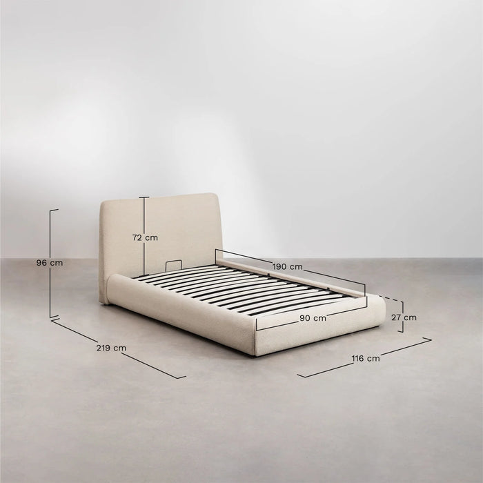 Bed Norena bouclé with bed linen box