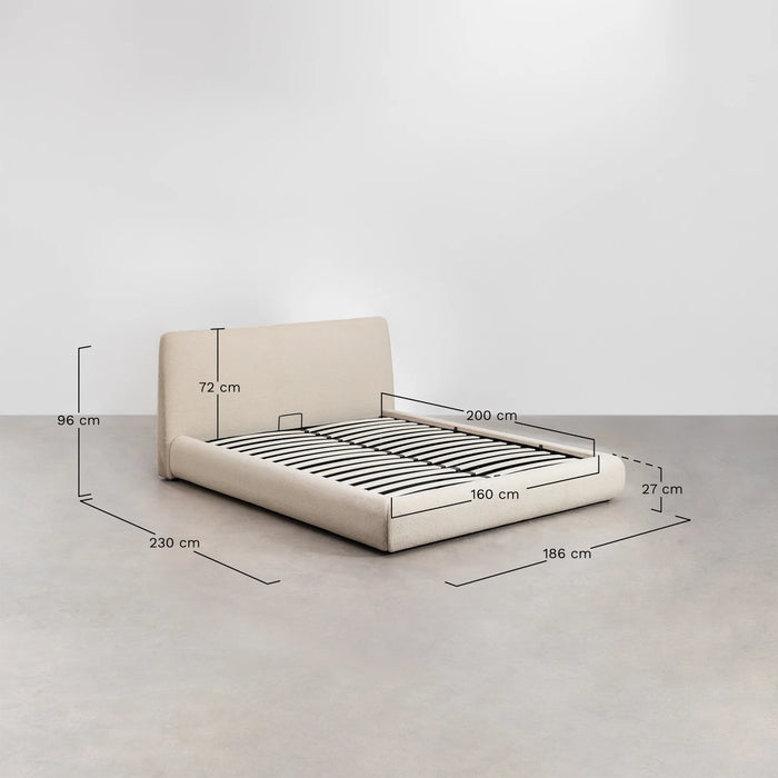 Bed Norena bouclé with bed linen box