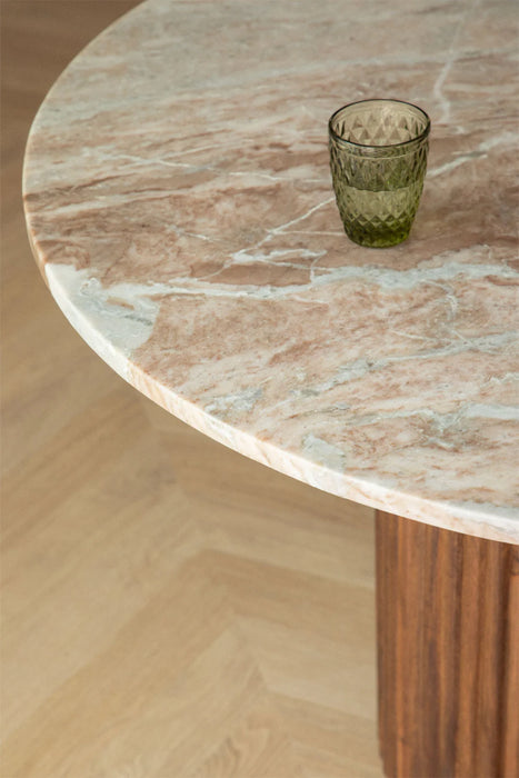 Oval marble and mango wood dining table Giselda