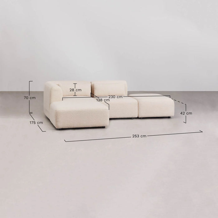 Two-piece modular sofa with ottoman Fogler