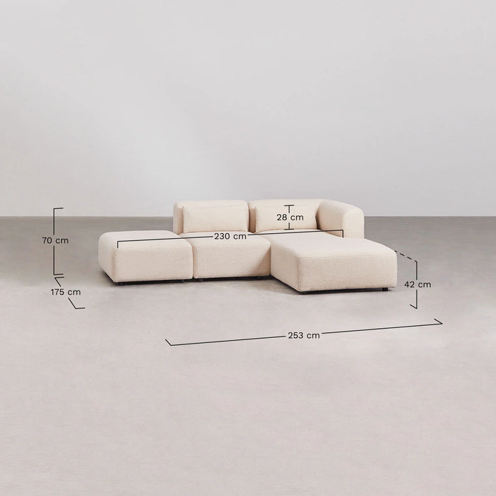 Two-piece modular sofa with ottoman Fogler