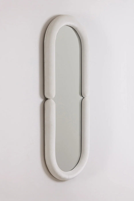 Oval wall mirror with velor finish Santes